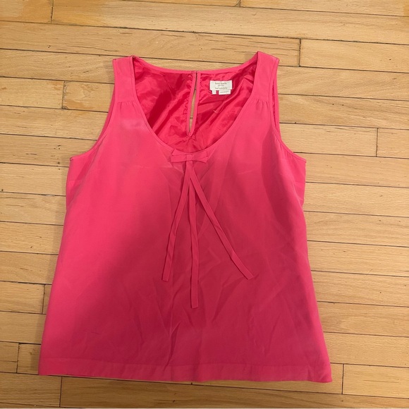 Kate spade silk sleeveless bow detail top pink size large - Picture 1 of 3